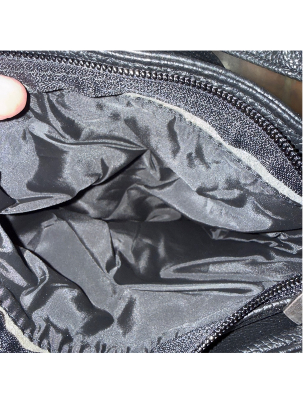 Genuine Leather Crossbody Bag Black Pebble Leather Multi-Zip Travel Pockets - Picture 5 of 9